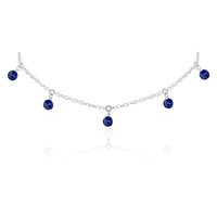 Bead Drop Choker - Lapis Lazuli - Sterling Silver - Luna Tide Handmade Jewellery