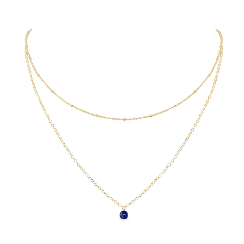 Layered Choker - Lapis Lazuli - 14K Gold Fill - Luna Tide Handmade Jewellery