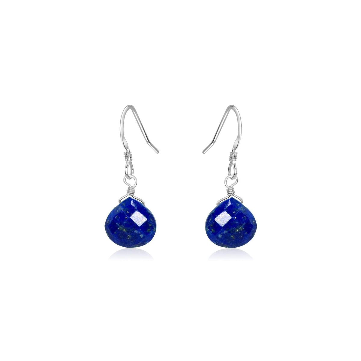 Lapis Lazuli Gemstone Teardrop Dangle Earrings - Lapis Lazuli Gemstone Teardrop Dangle Earrings - Sterling Silver - Luna Tide Handmade Crystal Jewellery