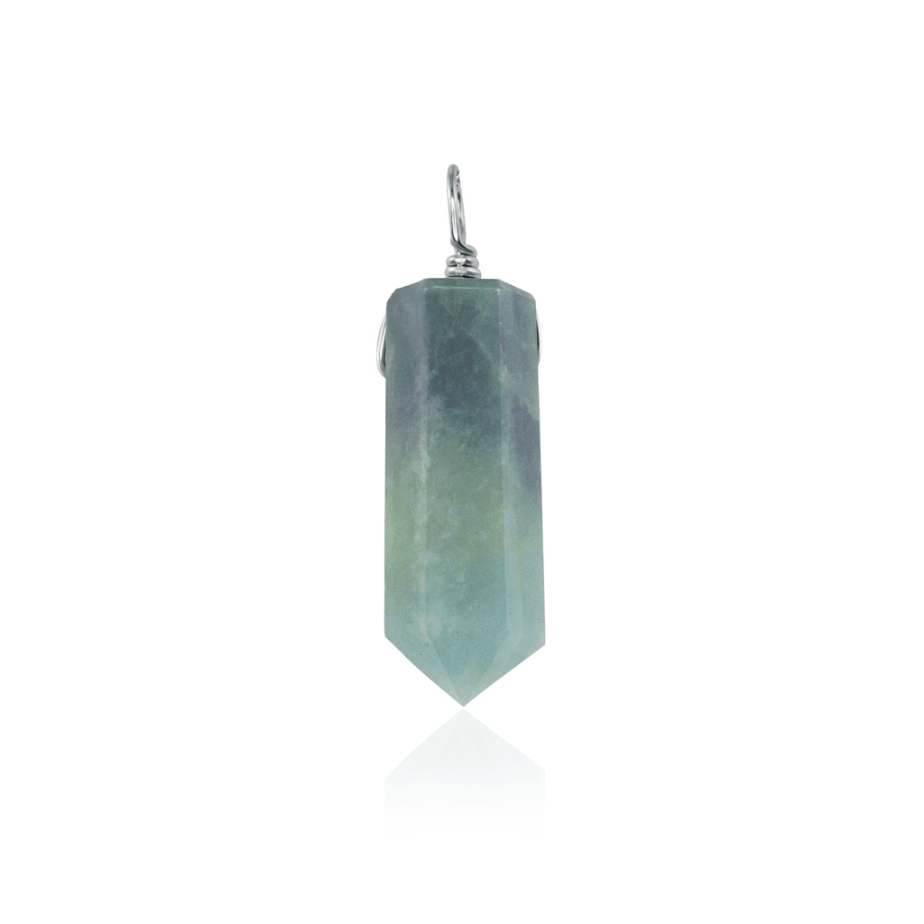 Large Aquamarine Crystal Tower Point Generator Pendant - Large Aquamarine Crystal Tower Point Generator Pendant - Sterling Silver - Luna Tide Handmade Crystal Jewellery