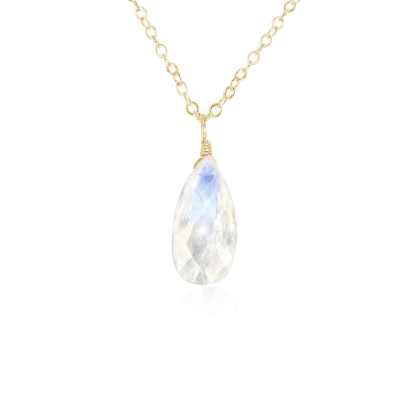 Large Rainbow Moonstone Teardrop Necklace