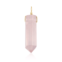 Large Rose Quartz Crystal Tower Point Generator Pendant - Large Rose Quartz Crystal Tower Point Generator Pendant - 14k Gold Fill - Luna Tide Handmade Crystal Jewellery