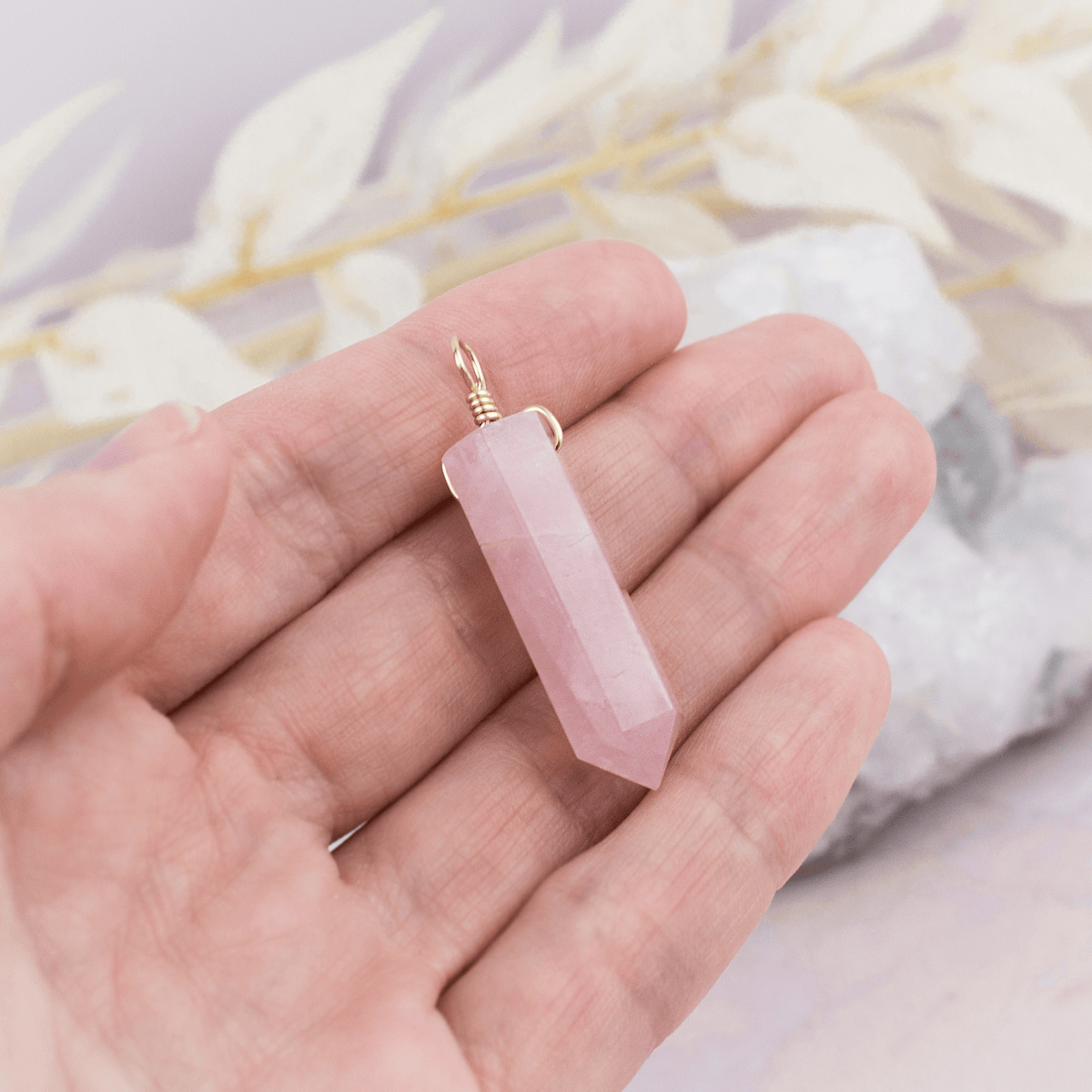 Large Rose Quartz Crystal Tower Point Generator Pendant Luna Tide