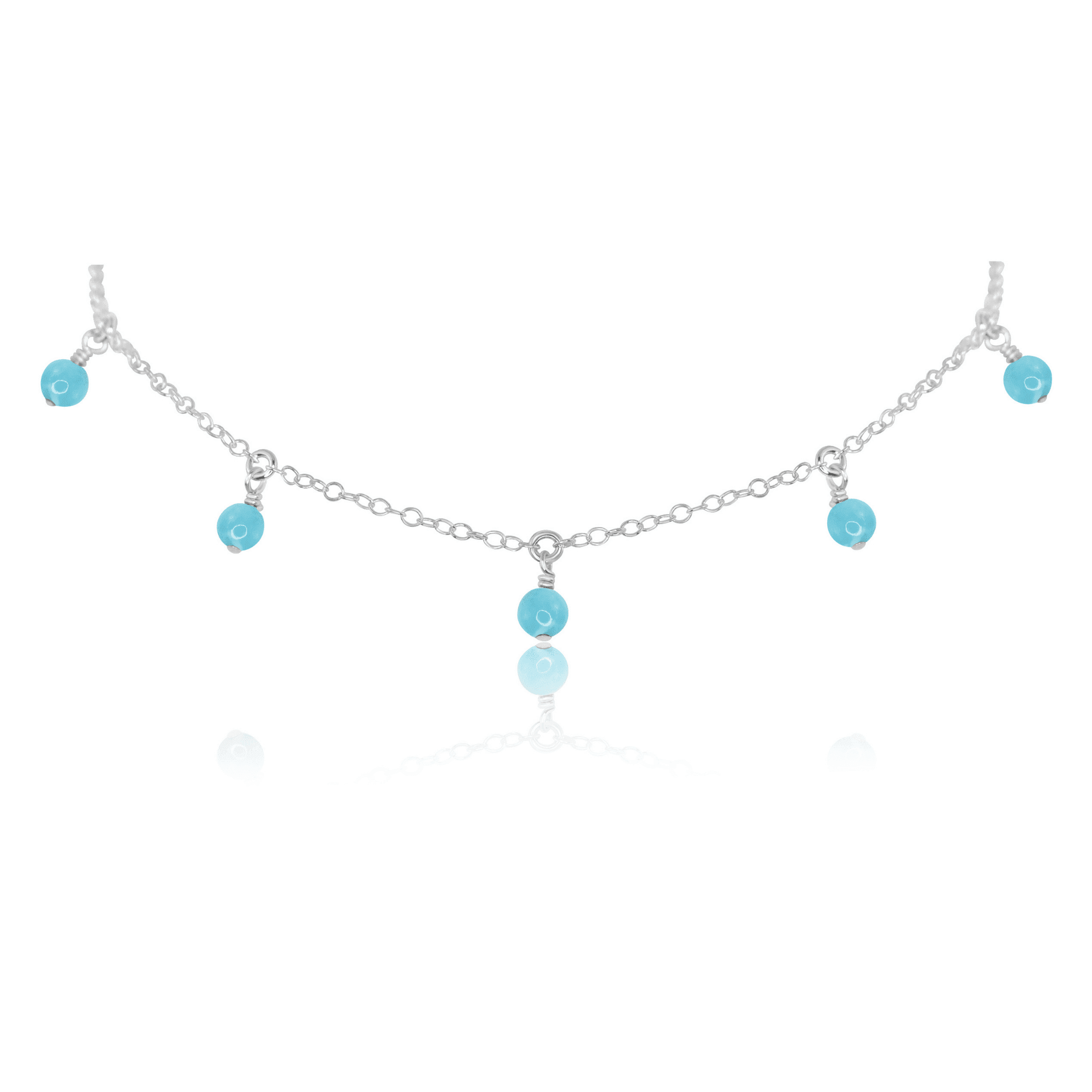Larimar Bead Drop Choker - Larimar Bead Drop Choker - Sterling Silver - Luna Tide Handmade Crystal Jewellery