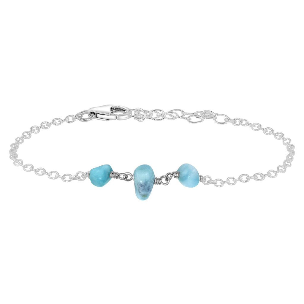 Larimar Beaded Chain Bracelet - Larimar Beaded Chain Bracelet - Sterling Silver - Luna Tide Handmade Crystal Jewellery