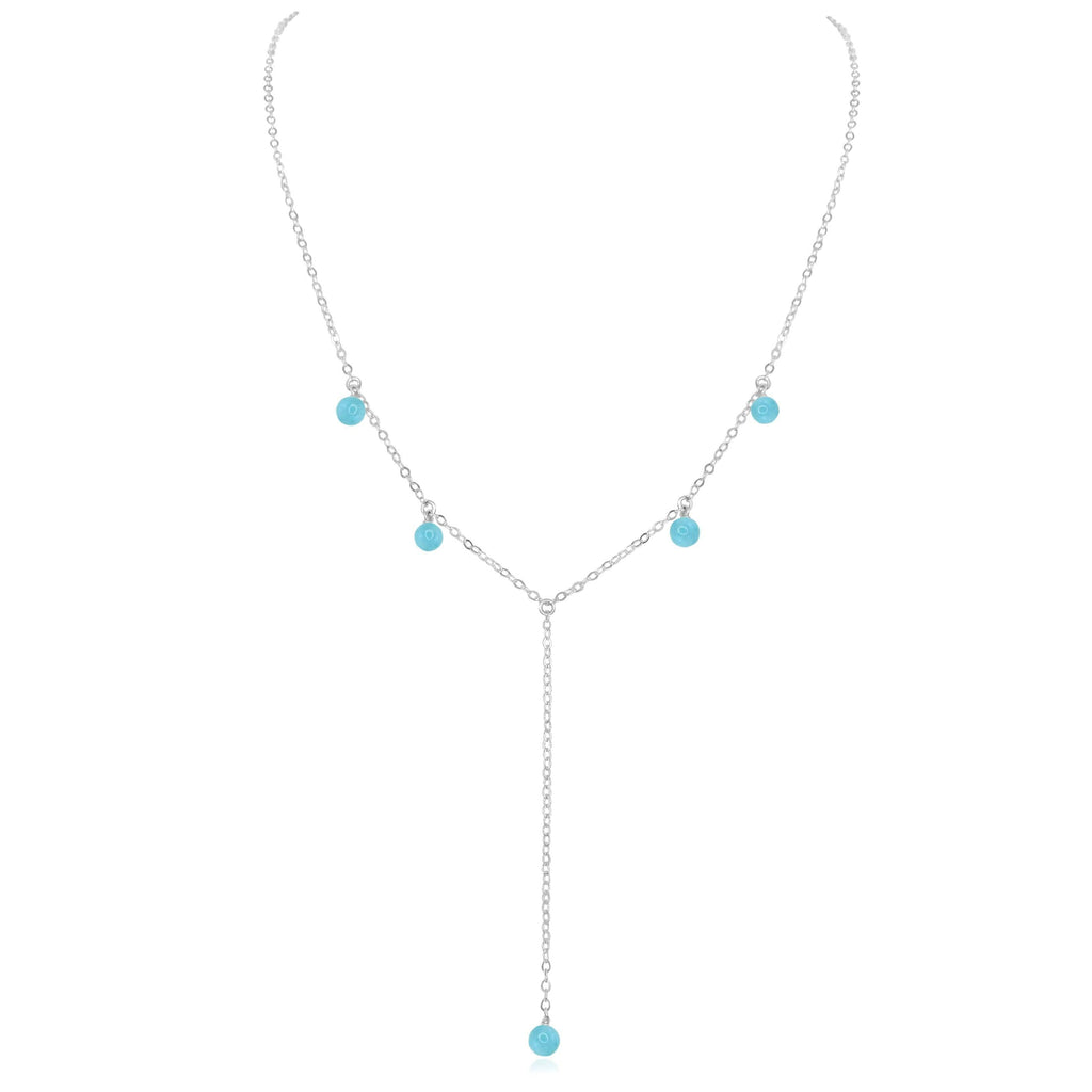 Larimar Boho Lariat Necklace - Larimar Boho Lariat Necklace - Sterling Silver - Luna Tide Handmade Crystal Jewellery