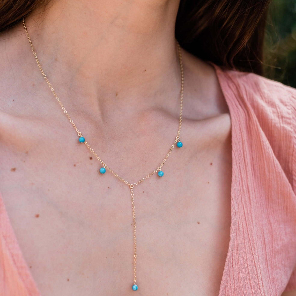 Larimar Boho Lariat Necklace - Larimar Boho Lariat Necklace - Sterling Silver - Luna Tide Handmade Crystal Jewellery