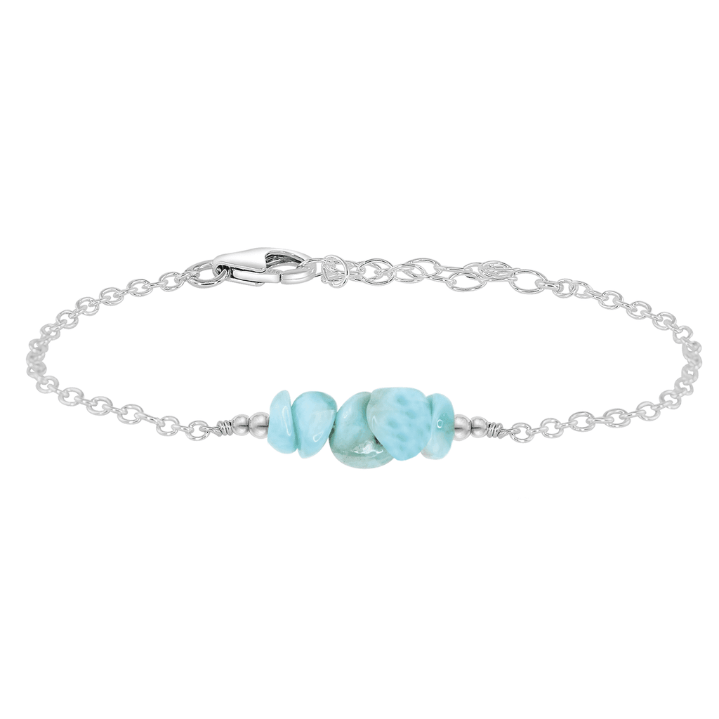 Larimar Chip Bead Bar Bracelet - Larimar Chip Bead Bar Bracelet - Sterling Silver - Luna Tide Handmade Crystal Jewellery