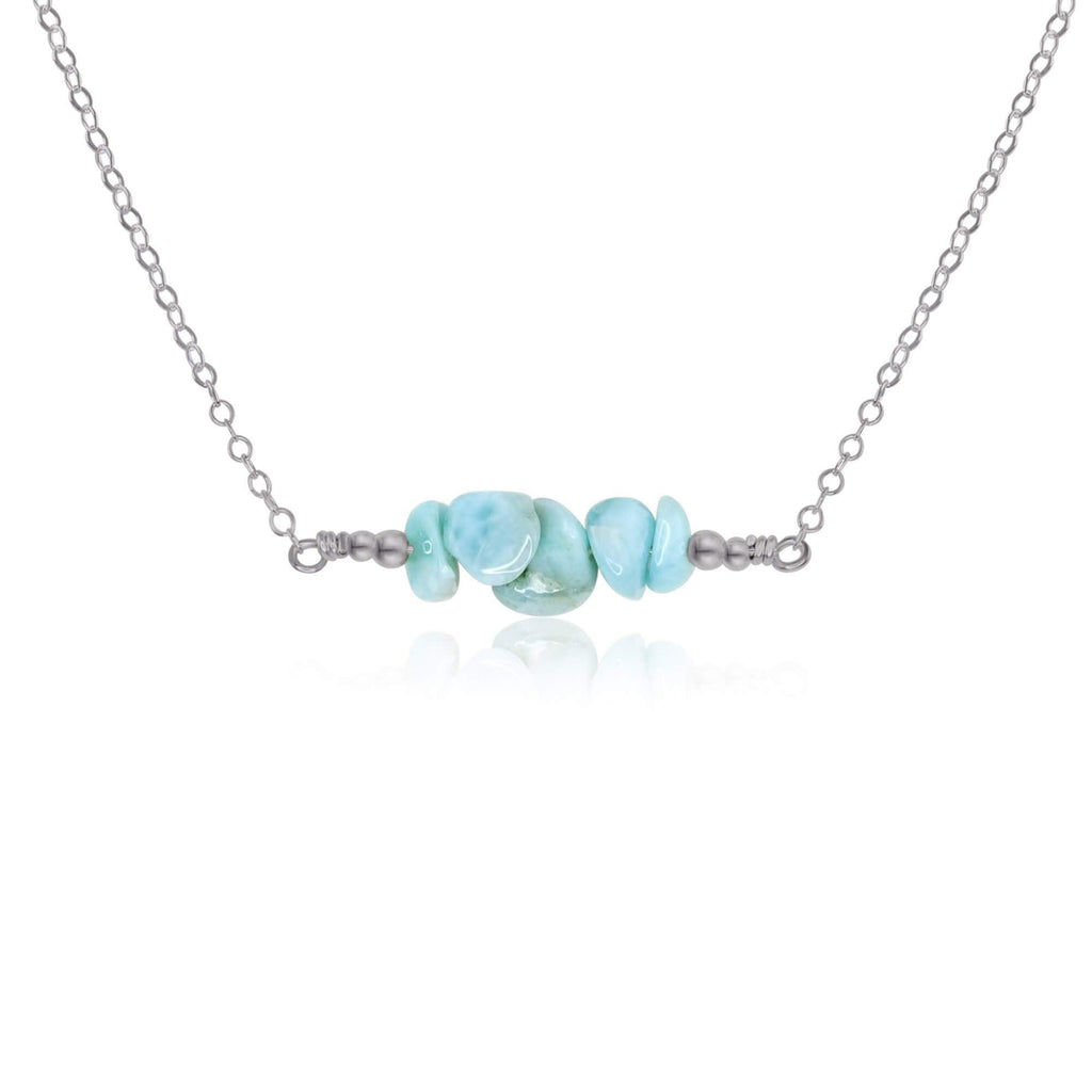 Larimar Chip Bead Bar Necklace - Larimar Chip Bead Bar Necklace - Stainless Steel - Luna Tide Handmade Crystal Jewellery