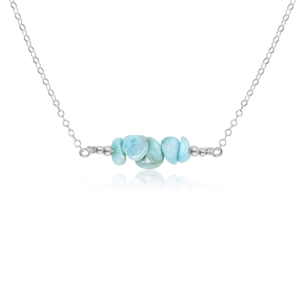 Larimar Chip Bead Bar Necklace - Larimar Chip Bead Bar Necklace - Sterling Silver - Luna Tide Handmade Crystal Jewellery