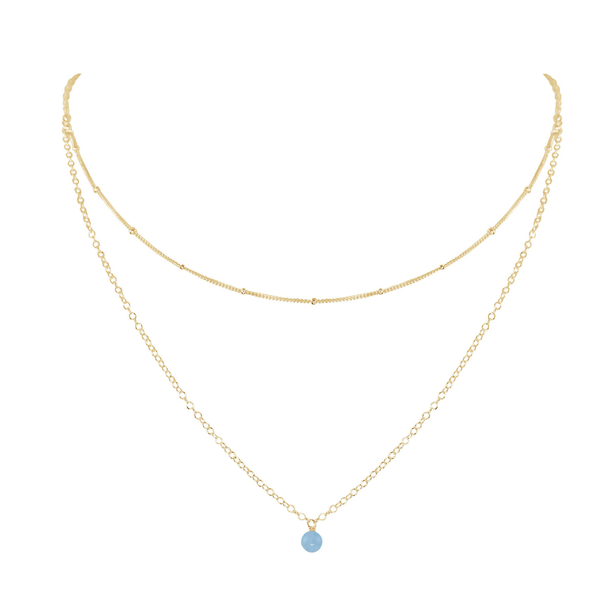 Layered Choker - Aquamarine - 14K Gold Fill - Luna Tide Handmade Jewellery