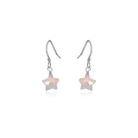 Little Rainbow Moonstone Star Dangle Drop Earrings - Little Rainbow Moonstone Star Dangle Drop Earrings - Stainless Steel - Luna Tide Handmade Crystal Jewellery