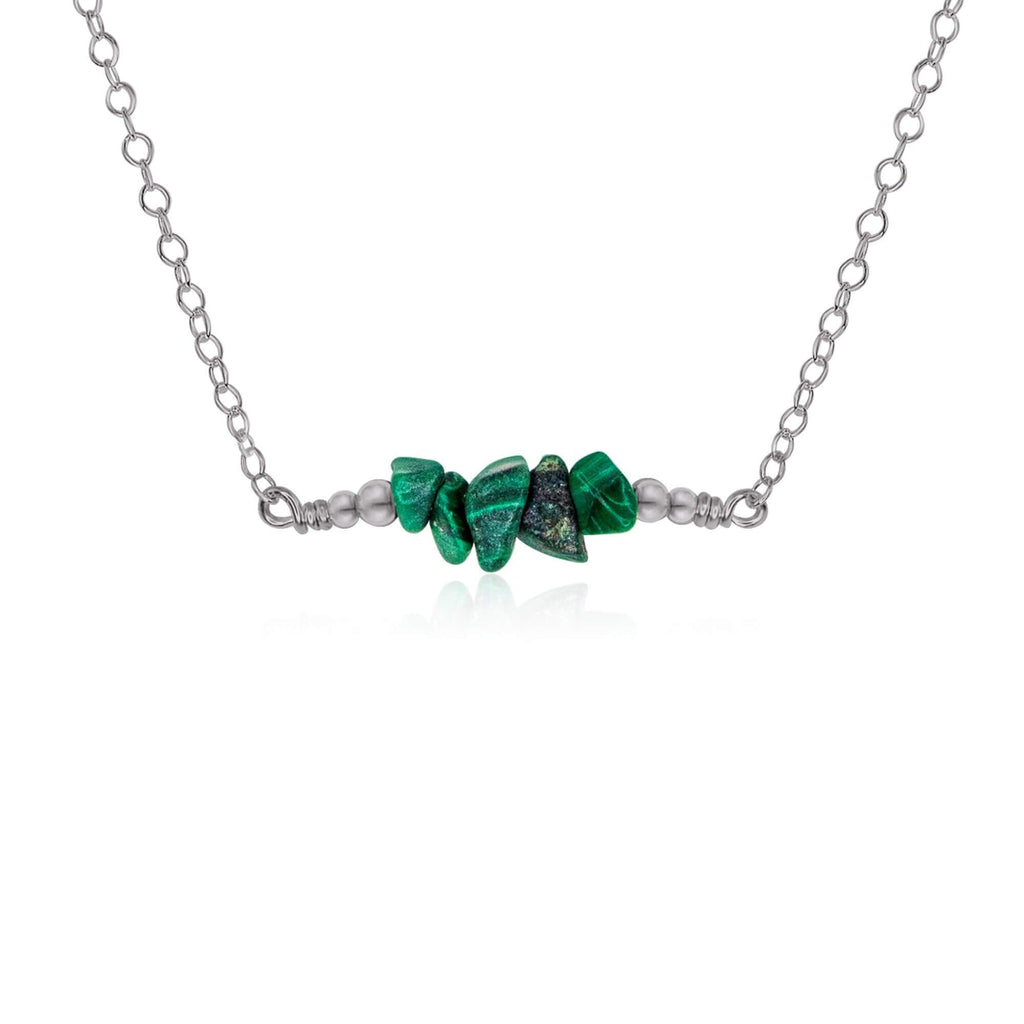 Malachite Chip Bead Bar Necklace - Malachite Chip Bead Bar Necklace - Stainless Steel - Luna Tide Handmade Crystal Jewellery
