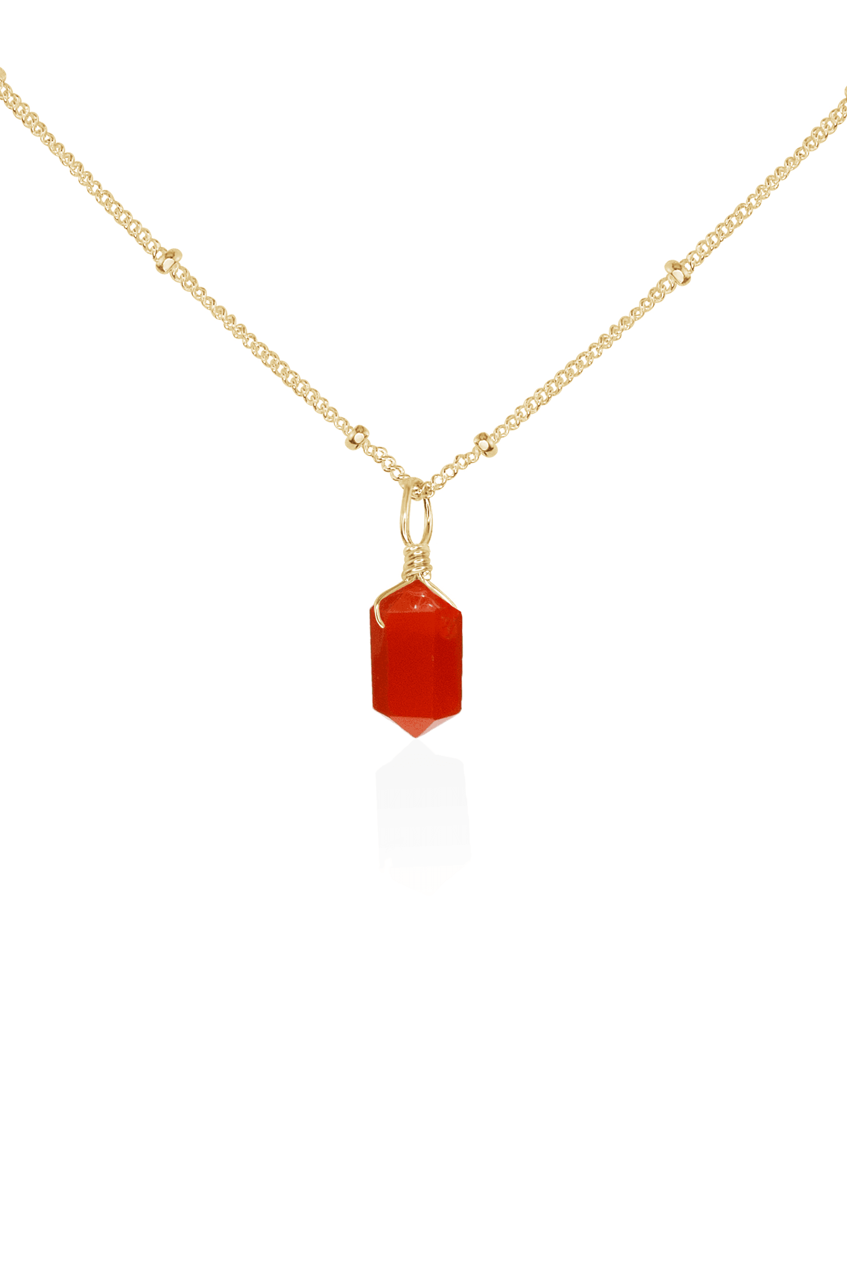Mini Double Terminated Carnelian Crystal Point Pendant Necklace - Mini Double Terminated Carnelian Crystal Point Pendant Necklace - 14k Gold Fill / Satellite - Luna Tide Handmade Crystal Jewellery