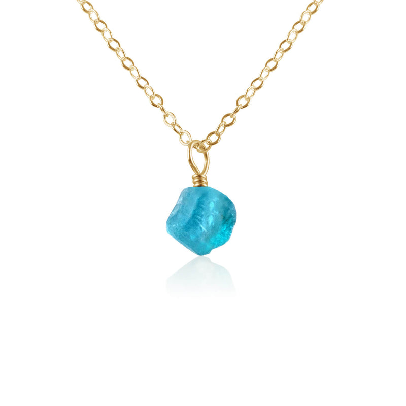 Raw Crystal Pendant Necklace - Apatite - 14K Gold Fill - Luna Tide Handmade Jewellery