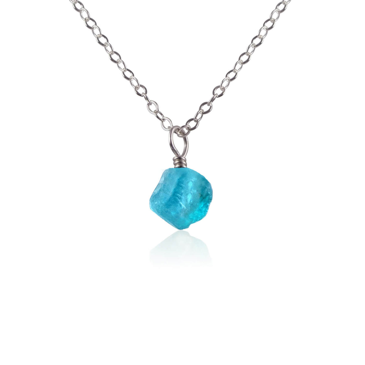 Raw Crystal Pendant Necklace - Apatite - Stainless Steel - Luna Tide Handmade Jewellery