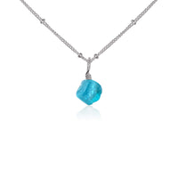 Raw Crystal Pendant Necklace - Apatite - Stainless Steel Satellite - Luna Tide Handmade Jewellery