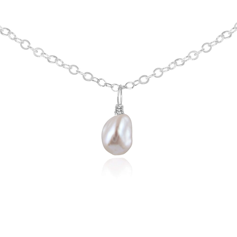 Raw Crystal Pendant Choker - Freshwater Pearl - Sterling Silver - Luna Tide Handmade Jewellery