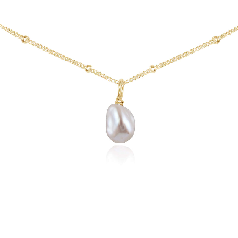 Tiny Rough White Freshwater Pearl Gemstone Pendant Choker