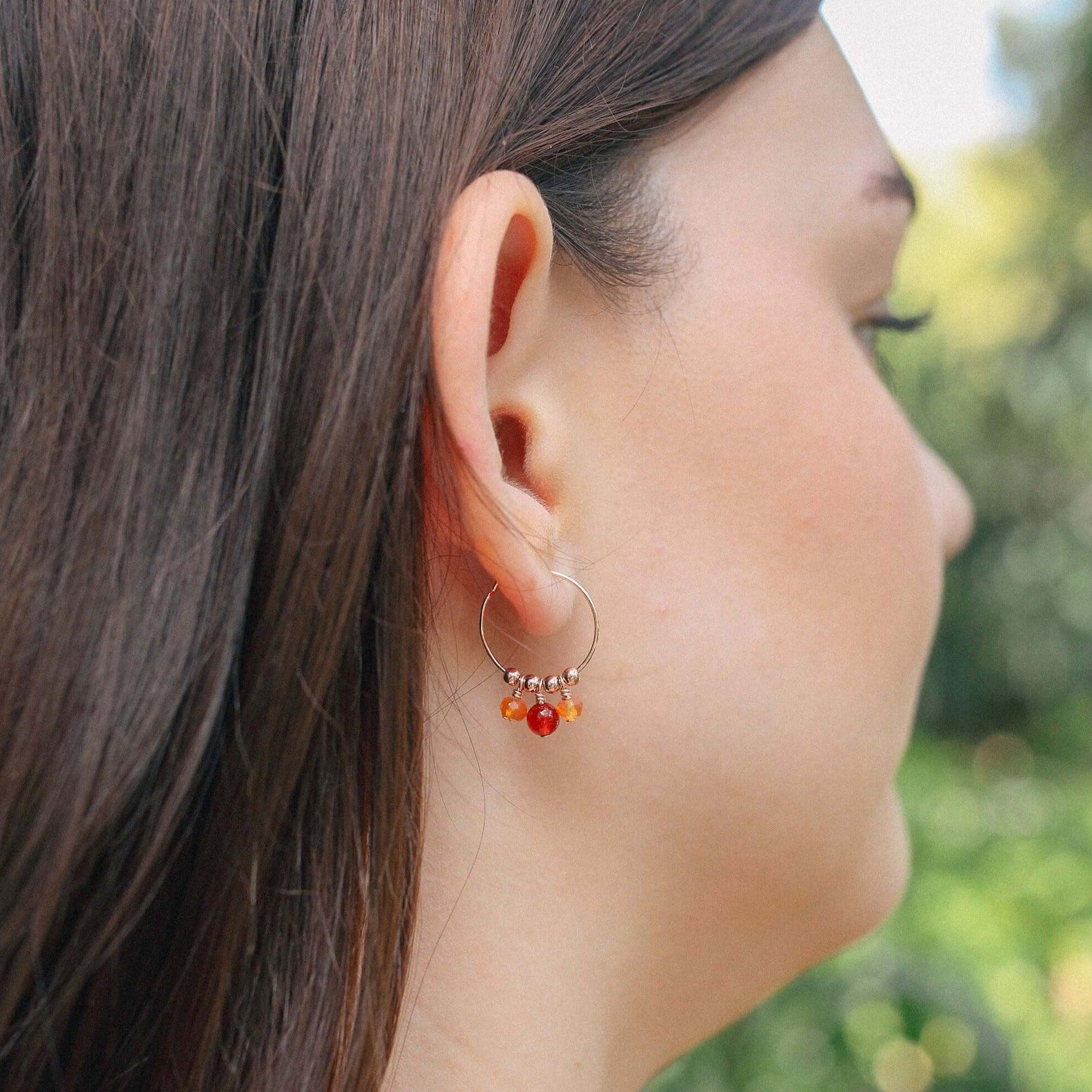 Carnelian gemstone gold online dangle earrings