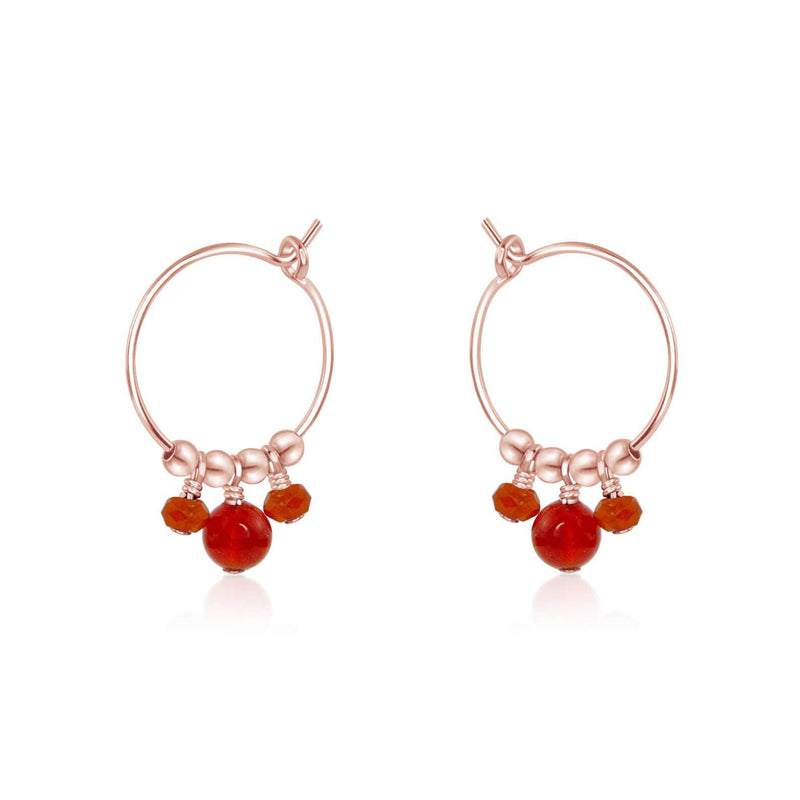 Hoop Earrings - Carnelian - 14K Rose Gold Fill - Luna Tide Handmade Jewellery