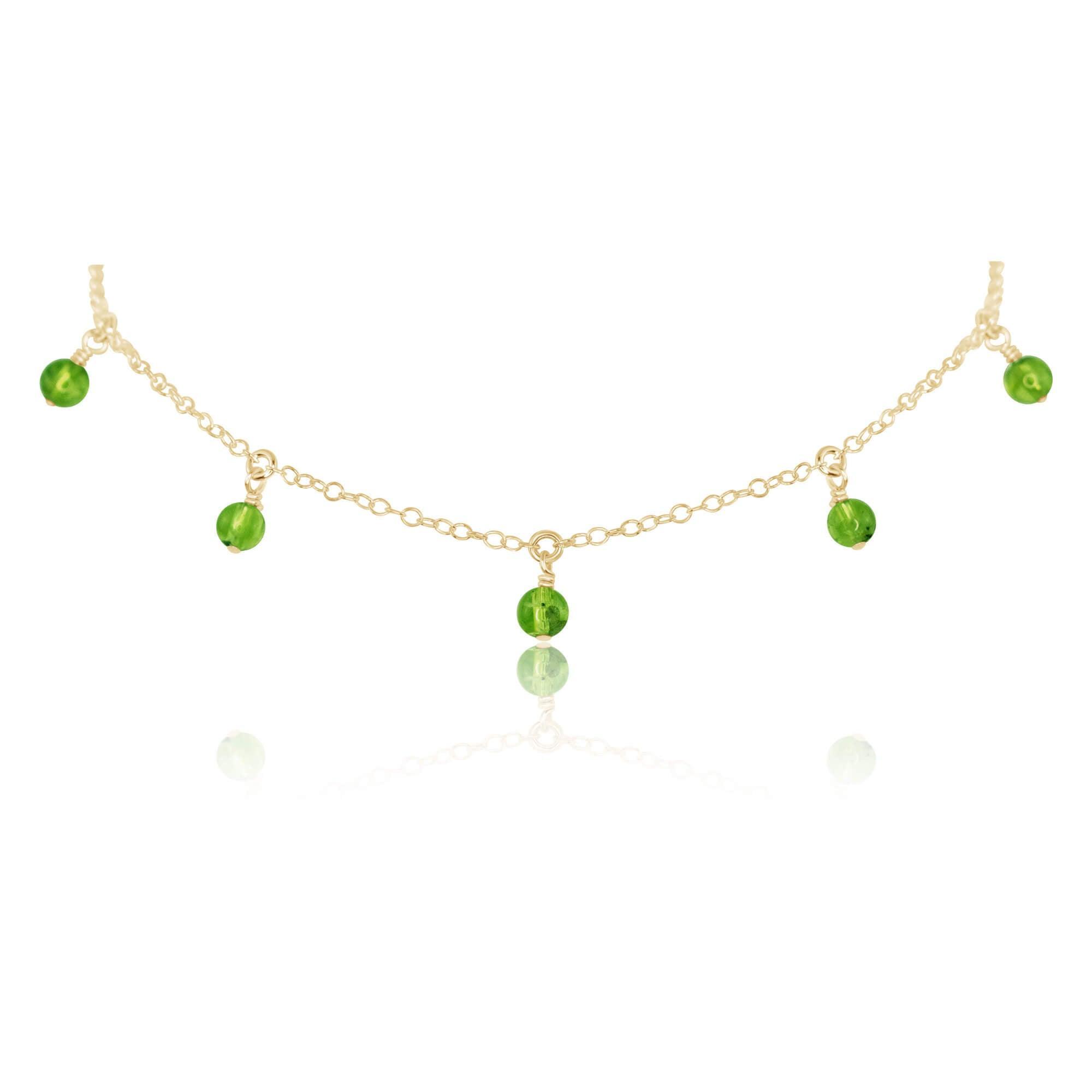 Peridot Bead Drop Choker - Peridot Bead Drop Choker - 14k Gold Fill - Luna Tide Handmade Crystal Jewellery