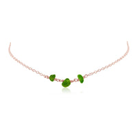 Beaded Chain Choker - Peridot - 14K Rose Gold Fill - Luna Tide Handmade Jewellery