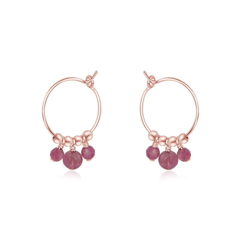 Hoop Earrings - Pink Tourmaline - 14K Rose Gold Fill - Luna Tide Handmade Jewellery