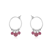 Hoop Earrings - Pink Tourmaline - Sterling Silver - Luna Tide Handmade Jewellery