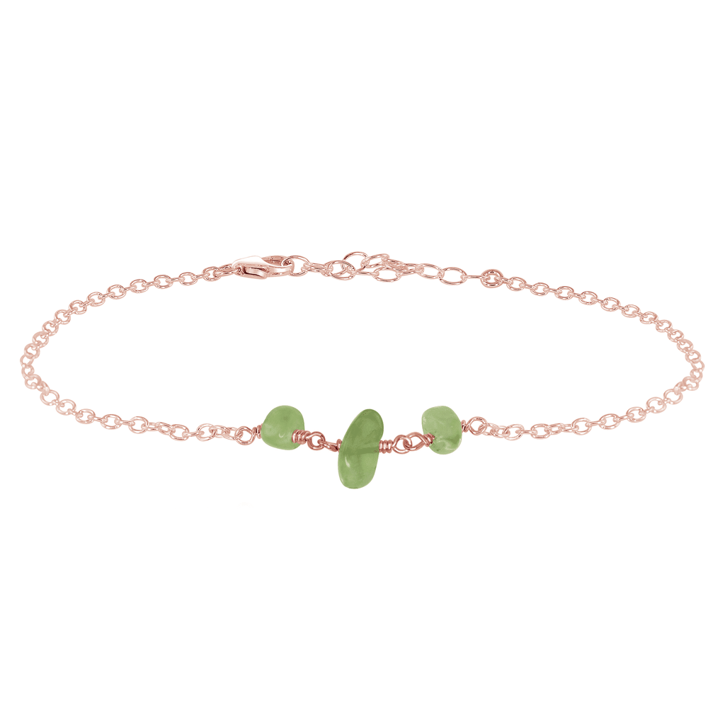 Prehnite Beaded Chain Anklet - Prehnite Beaded Chain Anklet - 14k Rose Gold Fill - Luna Tide Handmade Crystal Jewellery