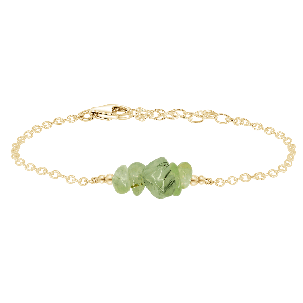 Prehnite Chip Bead Bar Bracelet - Prehnite Chip Bead Bar Bracelet - 14k Gold Fill - Luna Tide Handmade Crystal Jewellery