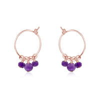 Hoop Earrings - Amethyst - 14K Rose Gold Fill - Luna Tide Handmade Jewellery