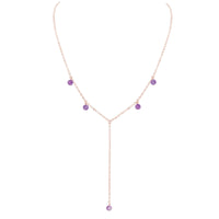 Boho Y Necklace - Lepidolite - 14K Rose Gold Fill - Luna Tide Handmade Jewellery
