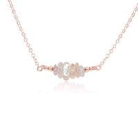 Chip Bead Bar Necklace - Rainbow Moonstone - 14K Rose Gold Fill - Luna Tide Handmade Jewellery