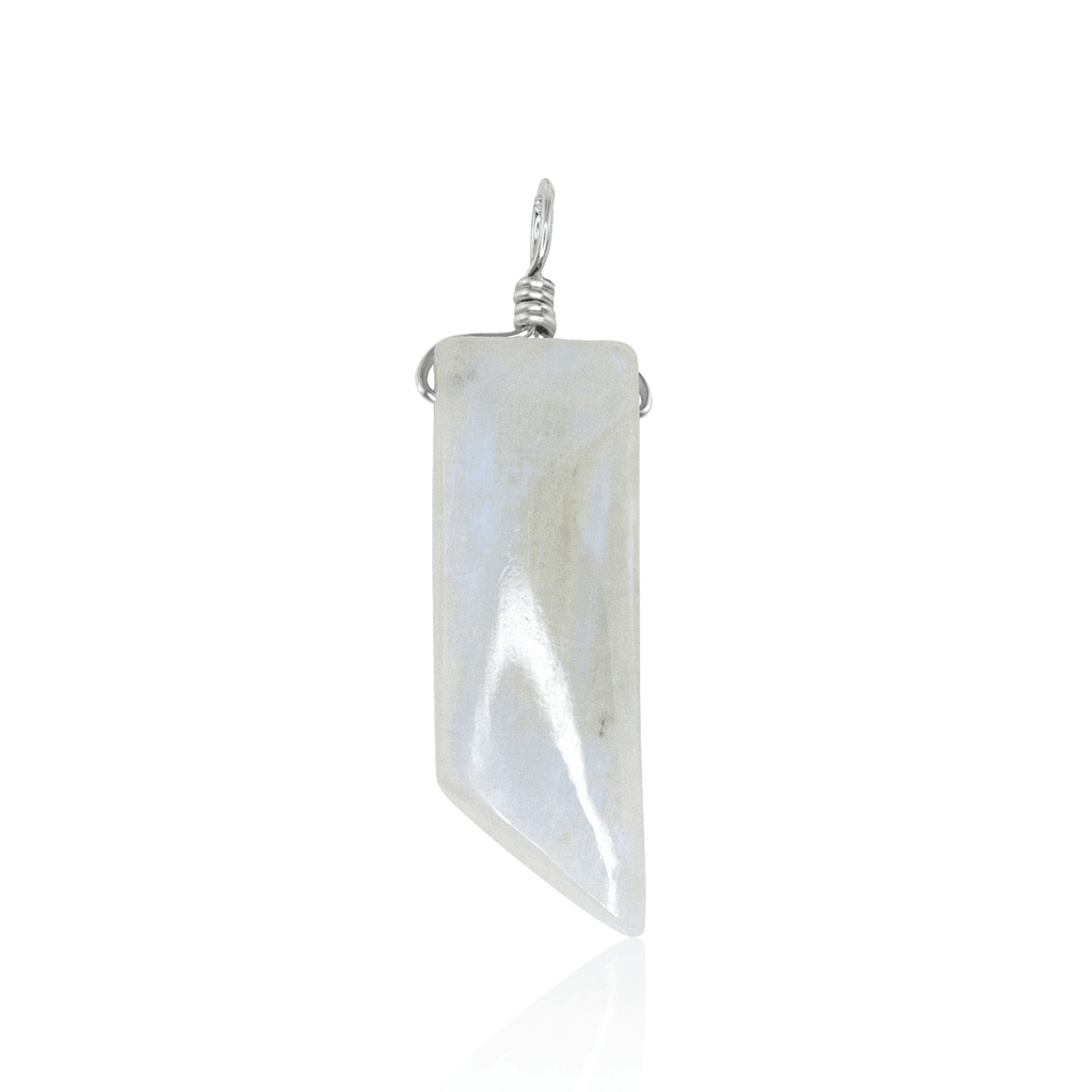 Rainbow Moonstone Smooth Point Pendant - Rainbow Moonstone Smooth Point Pendant - Sterling Silver - Luna Tide Handmade Crystal Jewellery