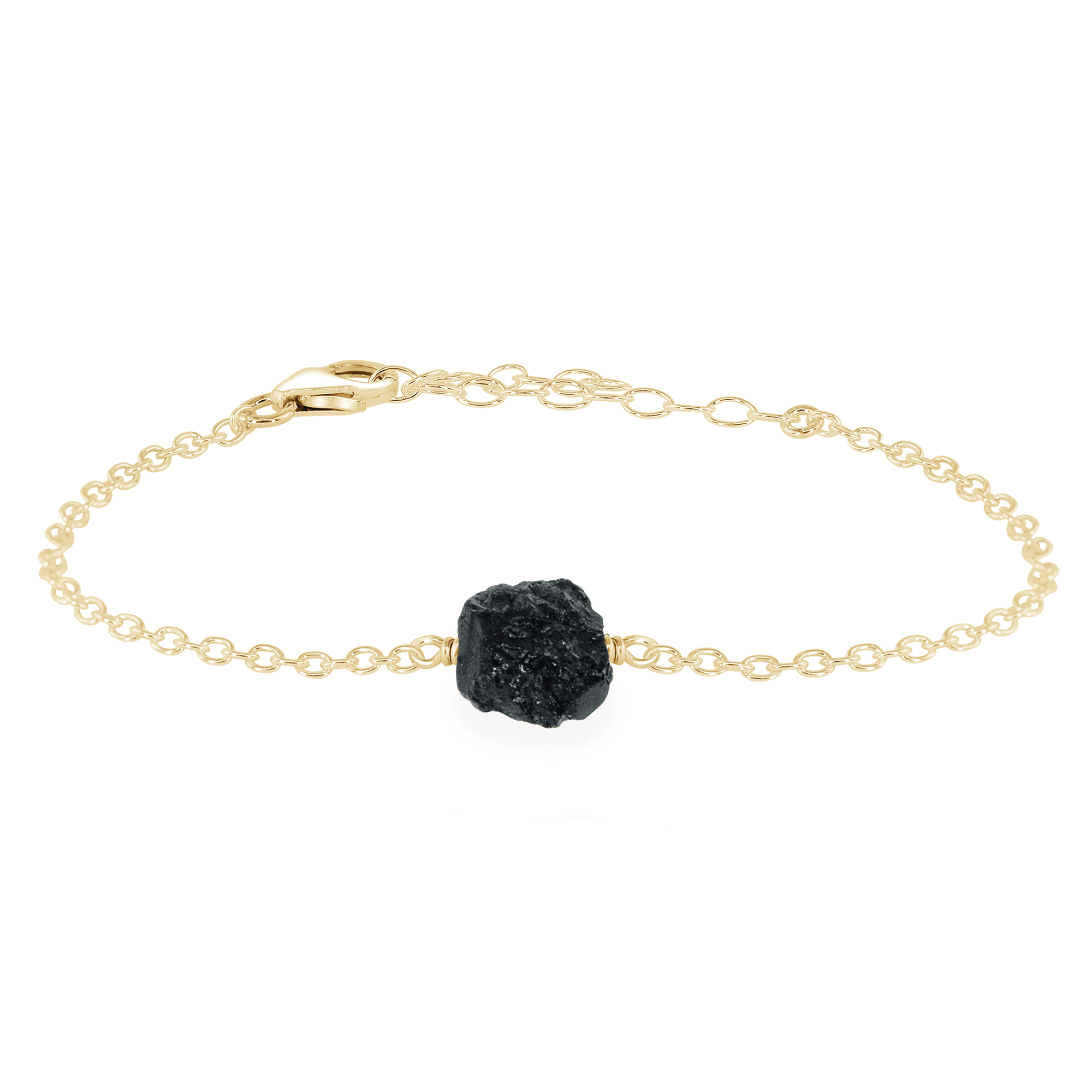 Raw Black Tourmaline Crystal Nugget Bracelet - Raw Black Tourmaline Crystal Nugget Bracelet - 14k Gold Fill - Luna Tide Handmade Crystal Jewellery