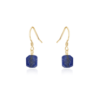 Raw Blue Lapis Lazuli Crystal Dangle Drop Earrings - Raw Blue Lapis Lazuli Crystal Dangle Drop Earrings - 14k Gold Fill - Luna Tide Handmade Crystal Jewellery