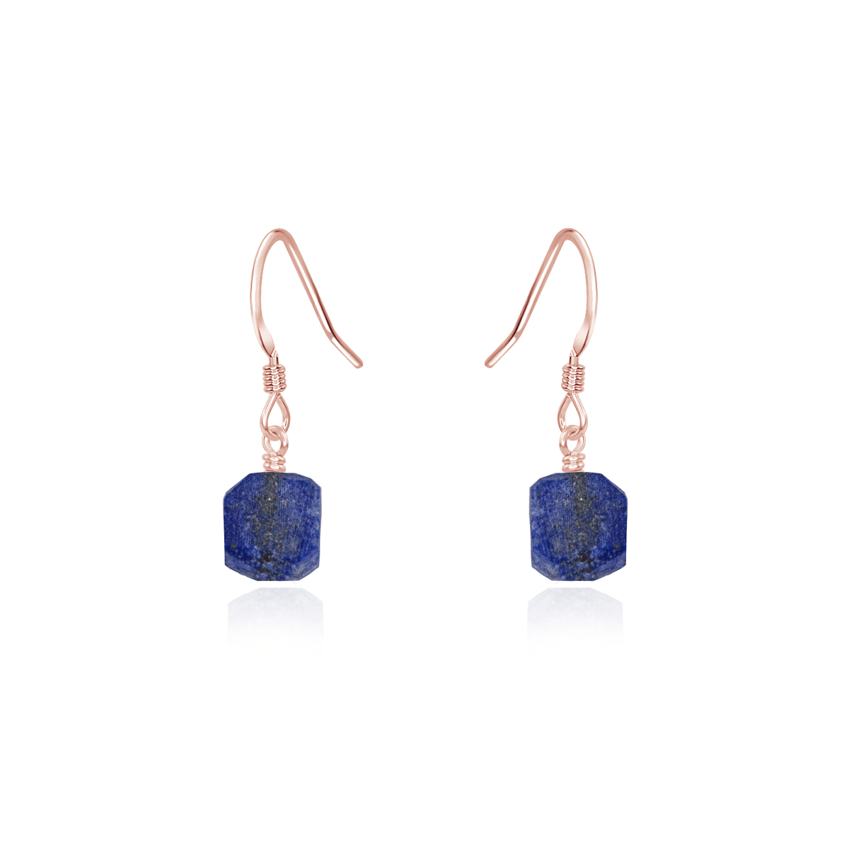 Raw Blue Lapis Lazuli Crystal Dangle Drop Earrings Luna Tide