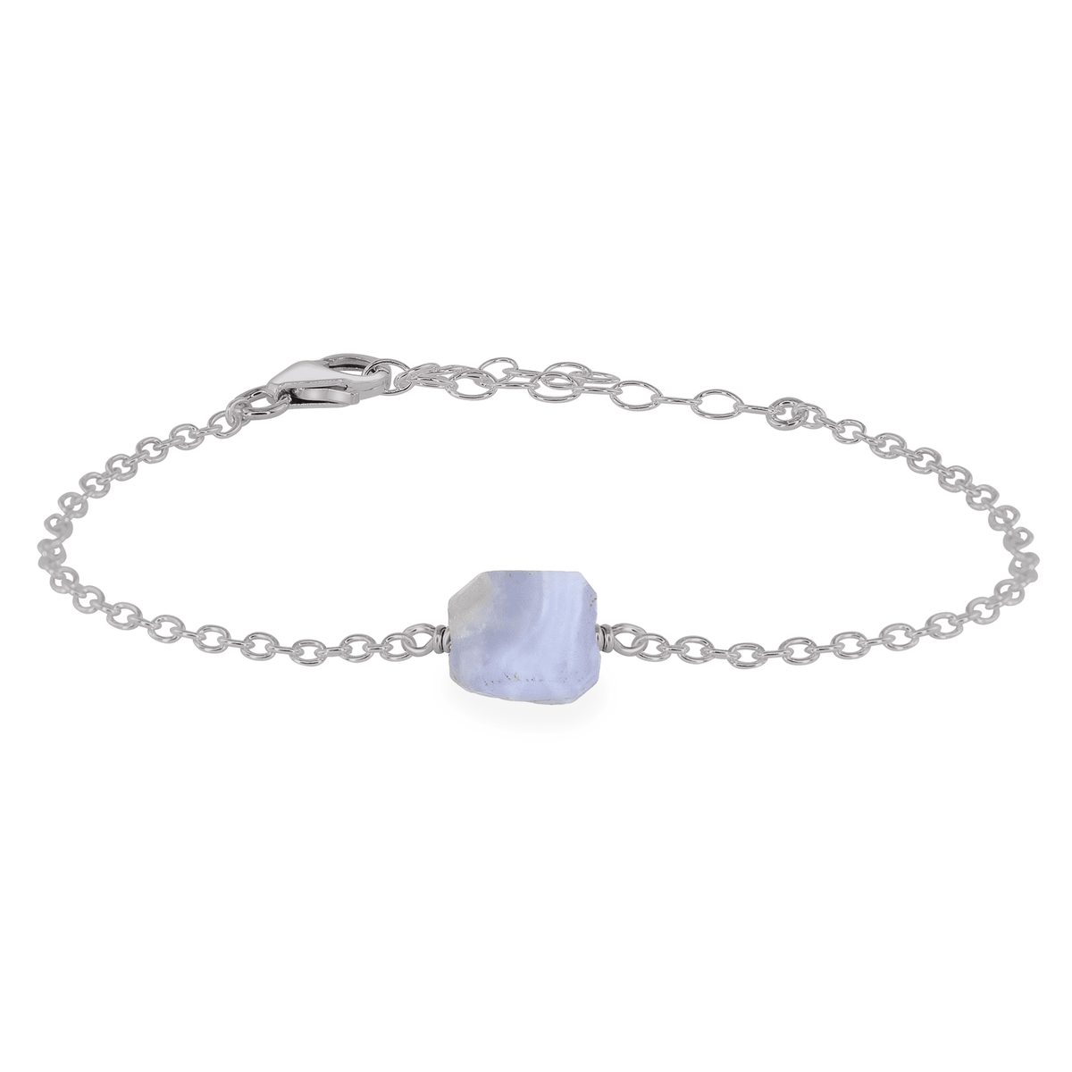 Raw Bracelet - Blue Lace Agate - Stainless Steel - Luna Tide Handmade Jewellery