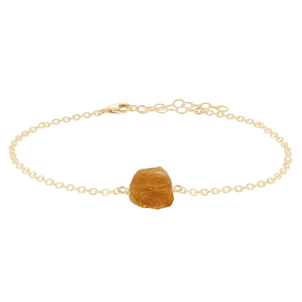 Raw Citrine Crystal Nugget Anklet - Raw Citrine Crystal Nugget Anklet - 14k Gold Fill - Luna Tide Handmade Crystal Jewellery