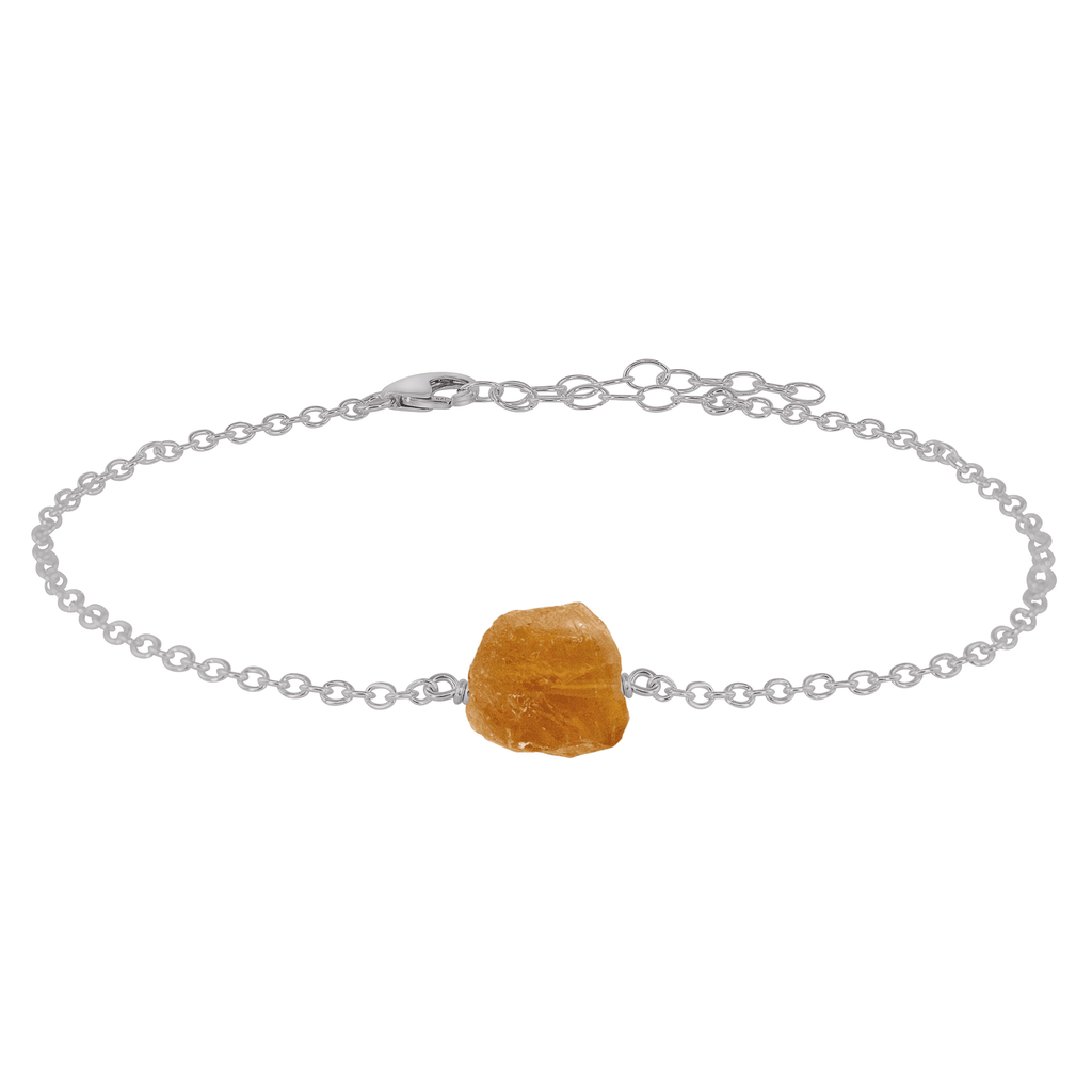 Raw Citrine Crystal Nugget Anklet - Raw Citrine Crystal Nugget Anklet - Stainless Steel - Luna Tide Handmade Crystal Jewellery