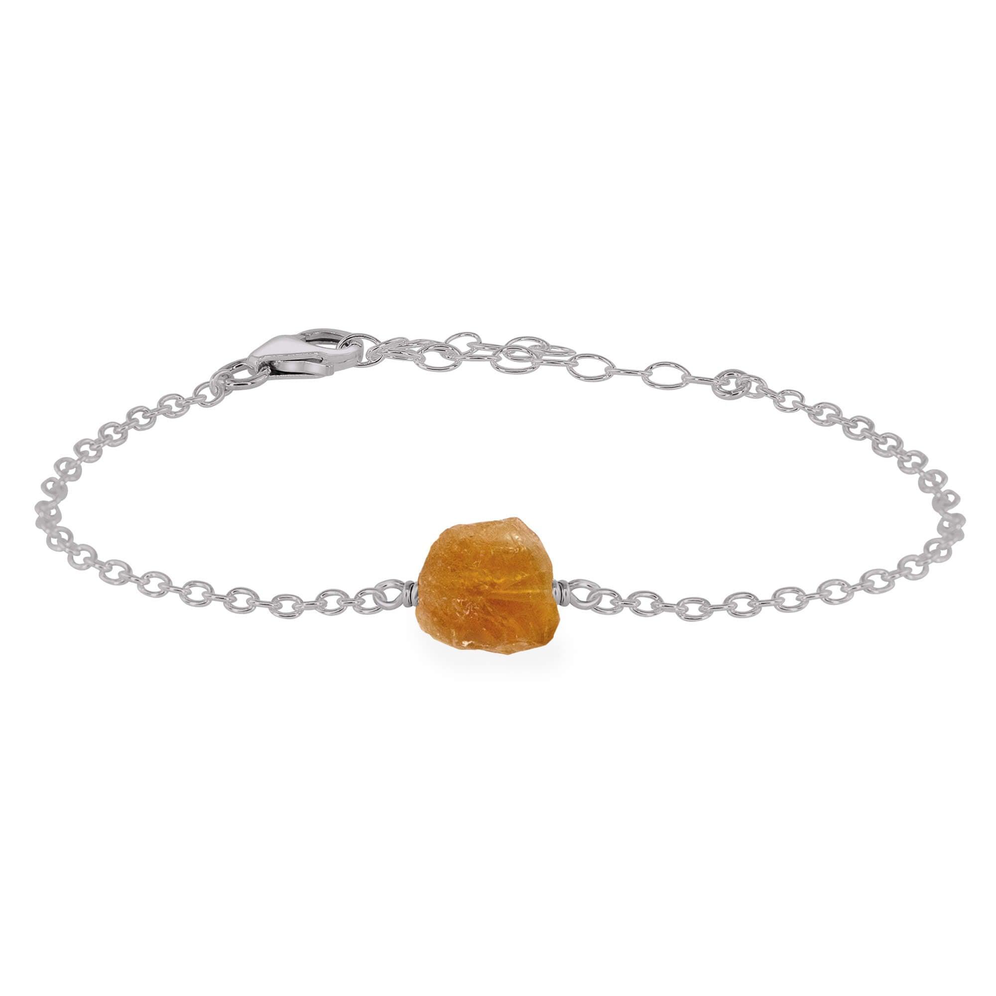 Raw Citrine Crystal Nugget Bracelet - Raw Citrine Crystal Nugget Bracelet - Stainless Steel - Luna Tide Handmade Crystal Jewellery