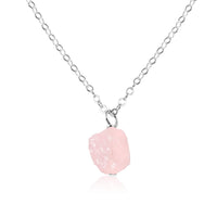 Raw Crystal Pendant Necklace - Rose Quartz - Sterling Silver - Luna Tide Handmade Jewellery