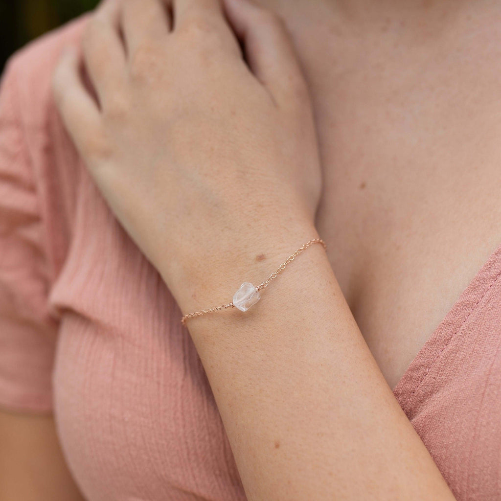 Raw Crystal Quartz Crystal Nugget Bracelet - Raw Crystal Quartz Crystal Nugget Bracelet - 14k Gold Fill - Luna Tide Handmade Crystal Jewellery