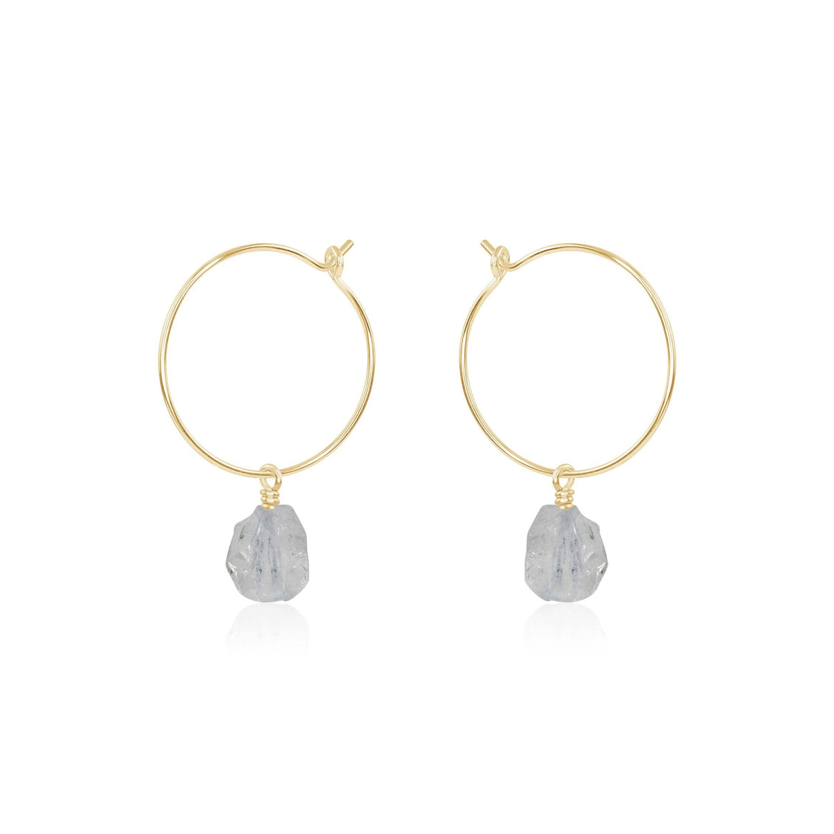 Raw Nugget Hoop Earrings - Crystal Quartz - 14K Gold Fill - Luna Tide Handmade Jewellery