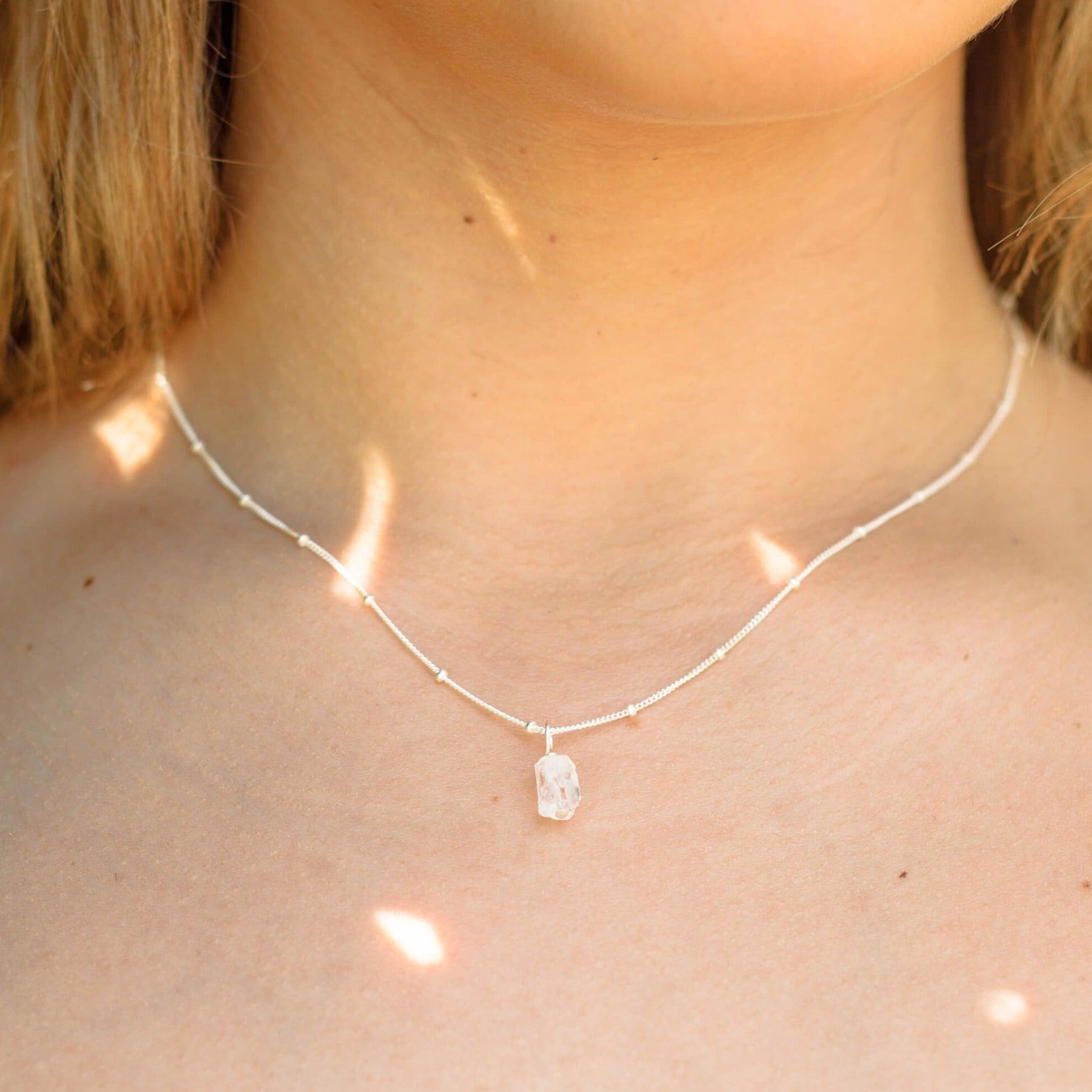 Raw Crystal Quartz Natural Crystal Pendant Necklace - Raw Crystal Quartz Natural Crystal Pendant Necklace - 14k Gold Fill / Satellite - Luna Tide Handmade Crystal Jewellery