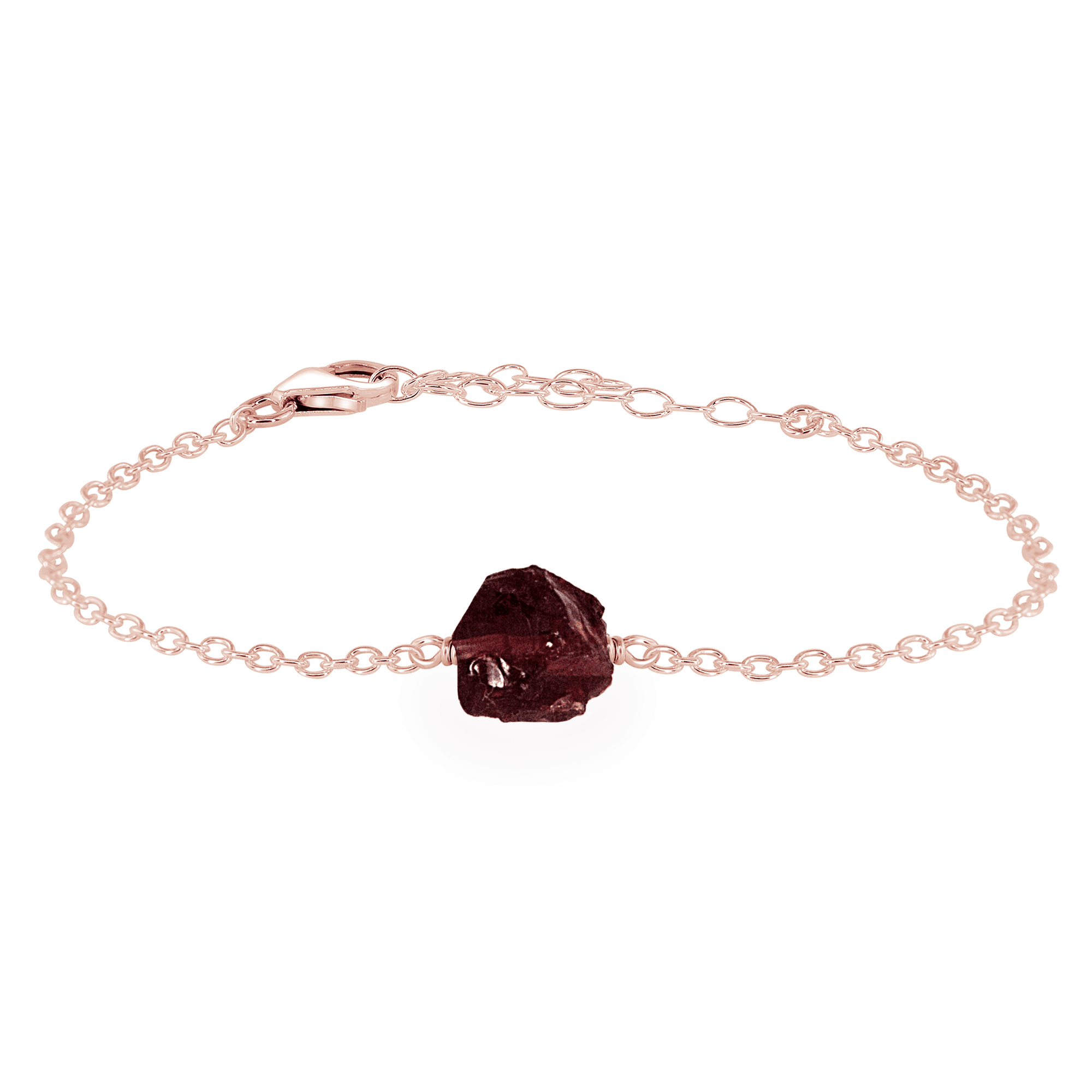 Raw Garnet Crystal Nugget Bracelet - Raw Garnet Crystal Nugget Bracelet - 14k Rose Gold Fill - Luna Tide Handmade Crystal Jewellery