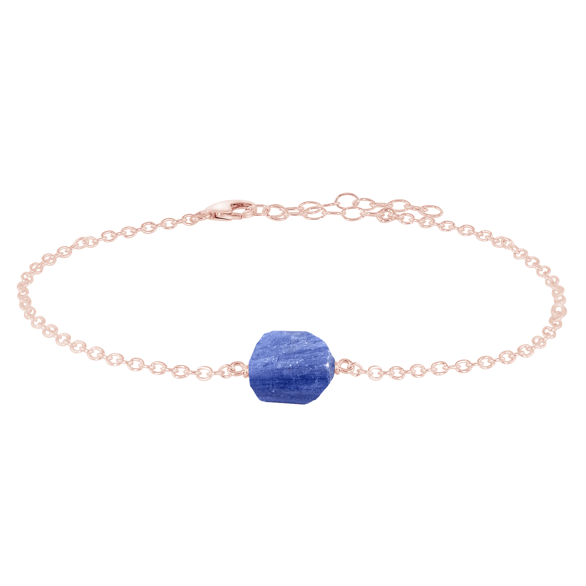Raw Kyanite Crystal Nugget Anklet - Raw Kyanite Crystal Nugget Anklet - 14k Rose Gold Fill - Luna Tide Handmade Crystal Jewellery