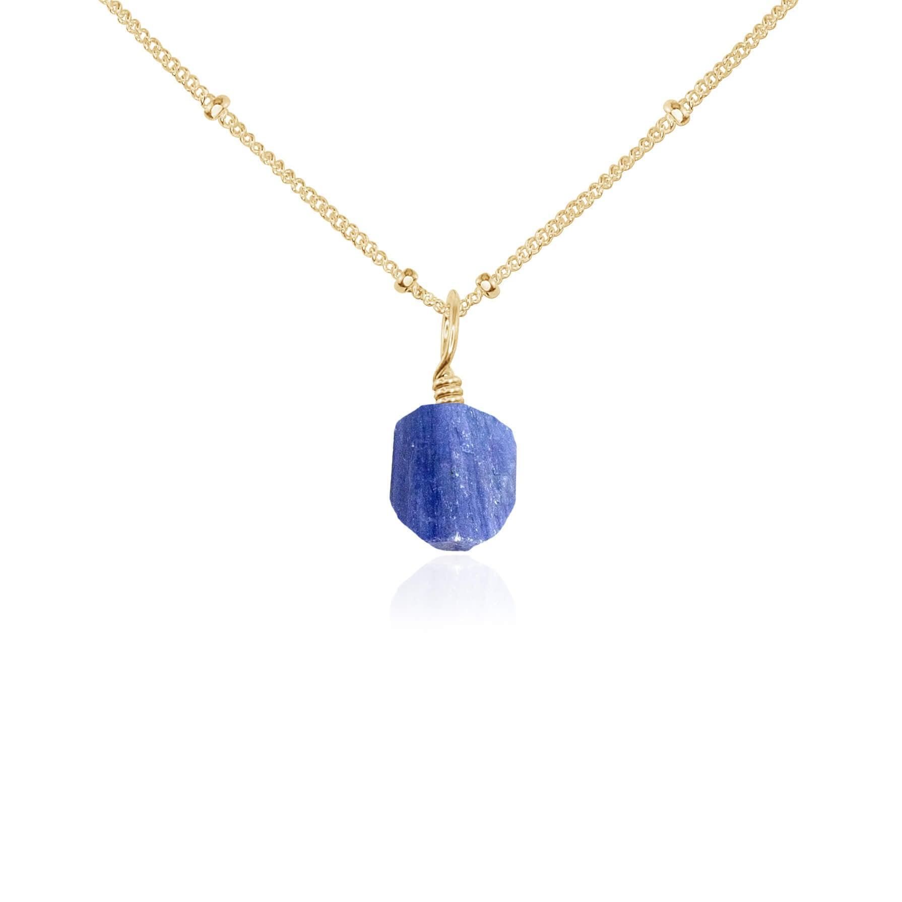 Raw Kyanite Natural Crystal Pendant Necklace - Raw Kyanite Natural Crystal Pendant Necklace - 14k Gold Fill / Satellite - Luna Tide Handmade Crystal Jewellery