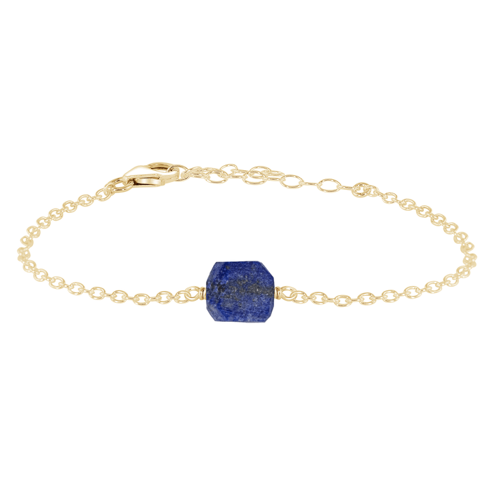 Raw Lapis Lazuli Crystal Nugget Bracelet - Raw Lapis Lazuli Crystal Nugget Bracelet - 14k Gold Fill - Luna Tide Handmade Crystal Jewellery